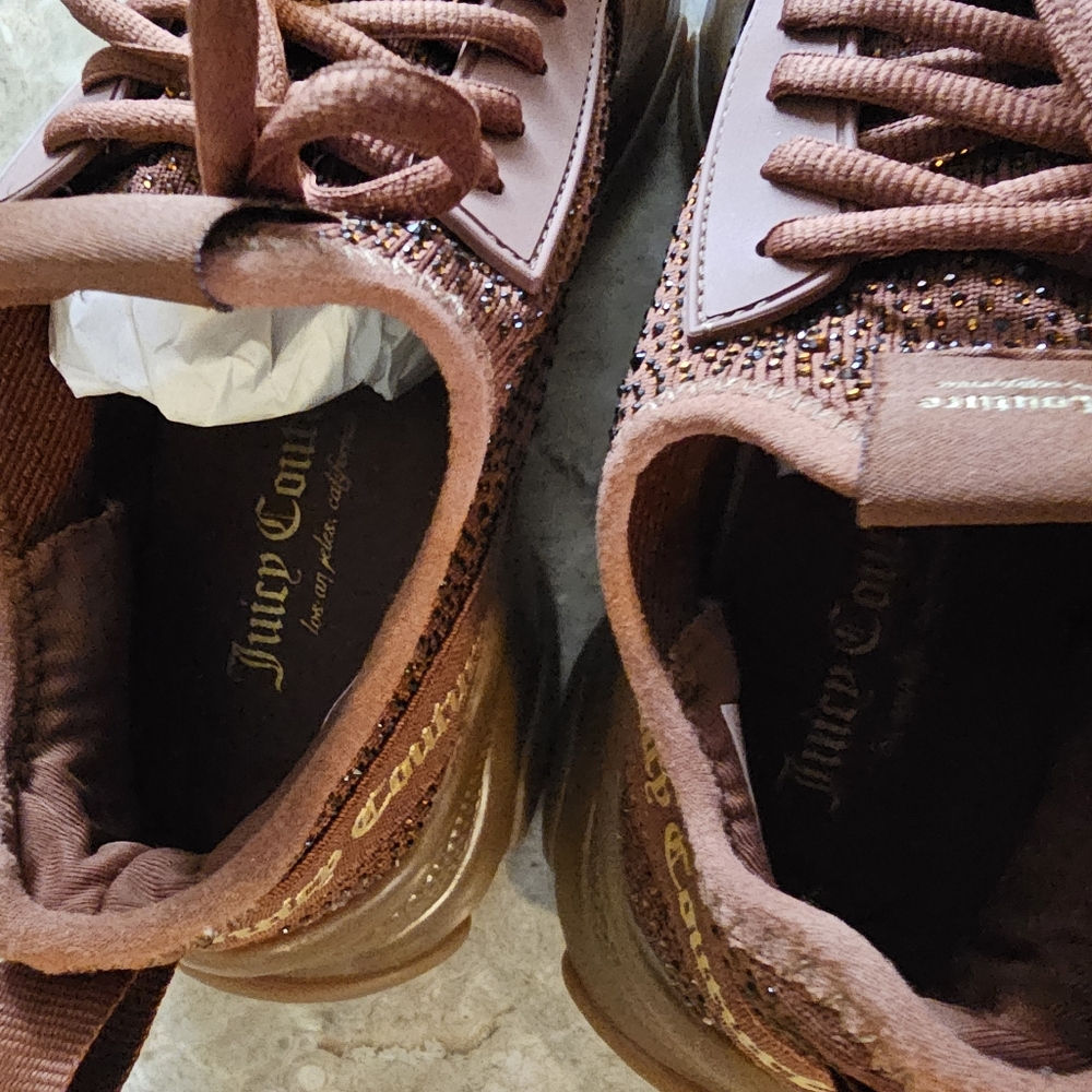Juicy Couture rhinestone sneakers Ginger brown Adana women's size 7.5 no box - Picture 8 of 12